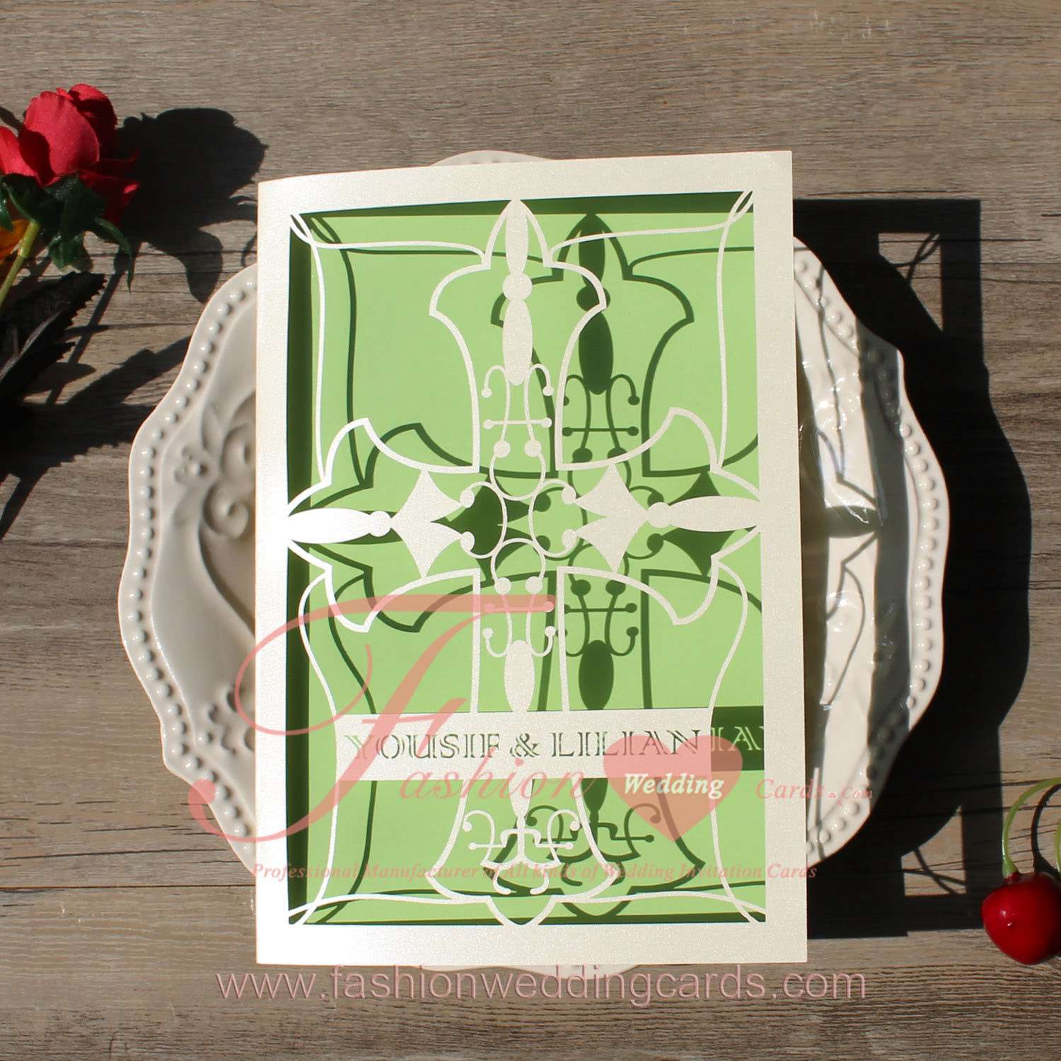 Affordable Laser Cut Cross Wedding Invitations